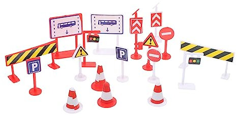 Abaodam Traffic Barricade and Parking Signs Toy Set for Kids, 6pcs Roadblock and Handicap Parking Lot Models, Educational Road Safety Playset for Pretend Play and Learning