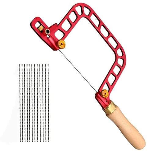 MASUNN Sega a mano per la lavorazione del legno Sega da coping con telaio in lega di alluminio Manico in legno 337 mm con filo diamantato Taglio versatile per ceramica, vetro, legno e metallo