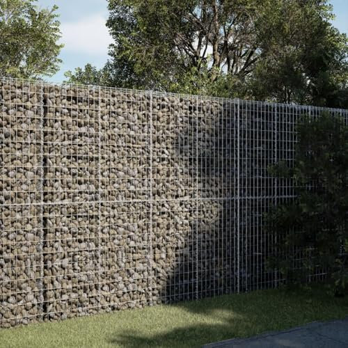 Sufrk Panier de gabion avec couverture 200 x 50 x 200 cm en fer galvanisé, mur de gabion, filet panier en pierre, en fer galvanisé, mur de soutien pour jardinière en spirale pour extérieur