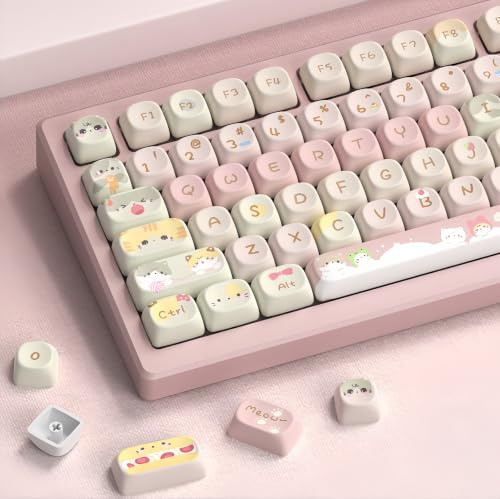 dagaladoo PBT Keycap Set, Cute MOA Profile Keys, 60% 75% 100% Pink Keycaps, Dye Sublimation Keyboard Keycaps, 134-Key Custom Keycap Set for Gateron MX Switches