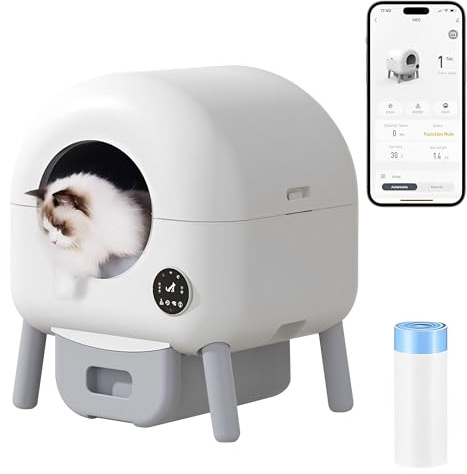 Arenero Gatos Autolimpiable, Cagadero Gatos Autolimpiable, Caixa de Areia Automatico, Inodoro, con Sensores Inteligentes/Iluminación Ambiental, App Control, Apto para Varios Gatos