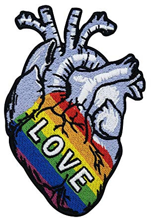 Finally Home Patch zum Aufbügeln - LGBTQ Love Herz | Regenbogen Patches, Pride Bügelflicken, Flicken, Aufnäher
