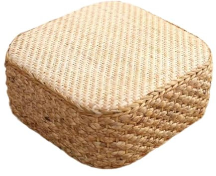 MagiDeal Rattan-Sitzkissen, Sitzkissen, bequemes Tatami-Bodenkissen, Meditationskissen für Hotel, Innenbereich, Wohnzimmer, Wohnheim, Terrasse, Leichter Quadratischer Hocker