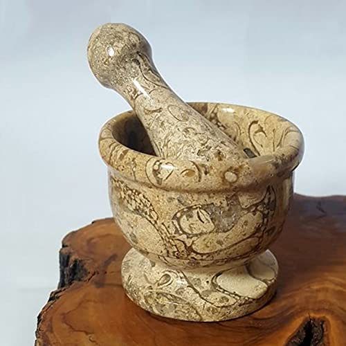 EOTRERANQ Pilon à mortier en Pierre de marbre Naturel, ail, épices, Piment, Gingembre, Herbes, Outils de Cuisine for casser et écraser Les Aliments durs Broyage(E)