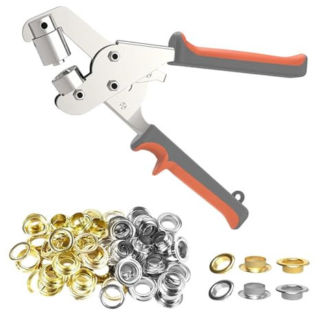 MagiDeal Kit di pinze per foratura a pressione per occhielli da 500 pezzi, perforatrice manuale per occhielli, impugnatura antiscivolo per striscioni,