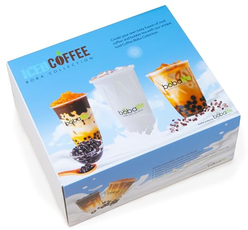 Bobalife Bubble Tea Slush Kit – Iced Coffee Slush Drink Mix Set with Tapioca, Popping Boba & Syrup – Makes 9 Drinks – DIY Beverage Kit, Vegan & Gluten Free
