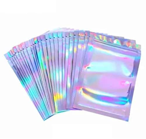 Hologramm-Cellophan-Selbstklebebeutel 100 Stück Reißverschlusstüte Kleine selbstklebende Dichtungsbeutel für Süßigkeiten Keks 9 X 12cm