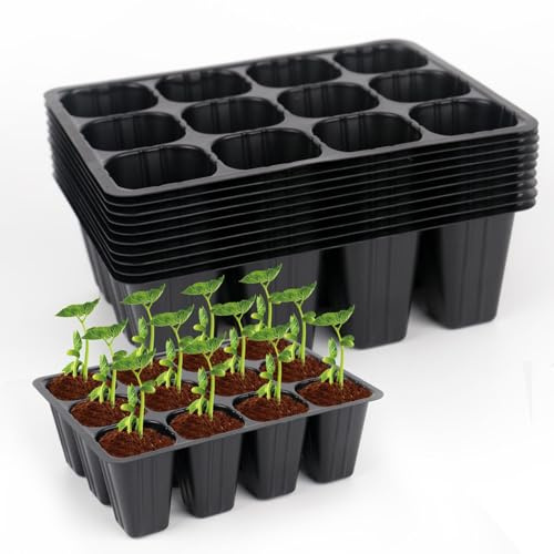XCDMJ 120 Cells Seedling Plug Trays, 10 PCS Reusable Seed Starter Container, Garden Care Seed Tray Inserts, Seed Tray Cell Inserts with Holes for Nursery Growing Plants Propagation Germination