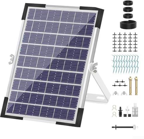 Zoegneer Système d'irrigation solaire avec 30 tuyaux d'arrosage automatique pour plantes en pot 5 W Panneau solaire 120 l/h Pompe Minuteur Alertes intelligentes Kit de distribution uniforme