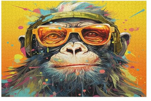 Gorilla Holzpuzzle 1000 Teile Klassische Puzzles Erwachsene Kinder Puzzle DIY Kit Holzspielzeug Einzigartiges Geschenk （75×50cm）
