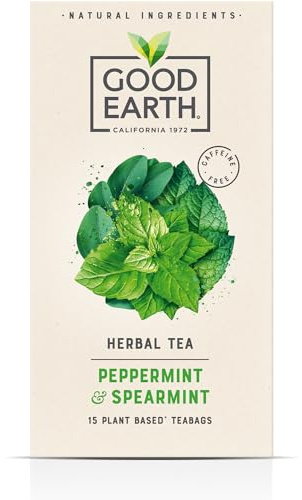 Good Earth Tea Co. Peppermint & Spearmint Tea Bags – Naturally Caffeine-Free Detox Tea with Bold Minty Flavour - 15 Biodegradable Herbal Tea Bags