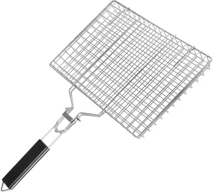 Warmhm Pince BBQ en Acier Inoxydable Pliable pour Barbecue Extérieur, Panier Grill Carré Amovible, Grillades Poisson Et Légumes, Outil De Cuisson Portable pour Camping Et Pique-niques