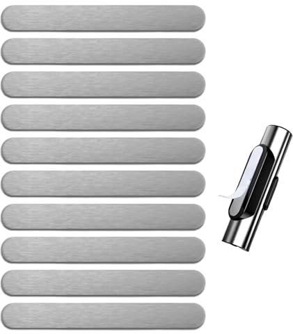 Hitburu Tiras Metálicas para Imanes - 10 Piezas Placas de Acero Magnético para Montaje,Láminas Delgadas Autoadhesivas para Montaje de Imanes Sala de Manualidades Cocina Garaje Aula