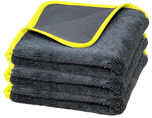 Towelogy® Streak Free Glass Cleaning Cloths - Specialised Microfibre for Glass, Windows, Mirrors, TV and Screens - Scratch Free, Lint Free, Large Microfibre Magic Cleaning Cloths 40x40cm (Yellow)