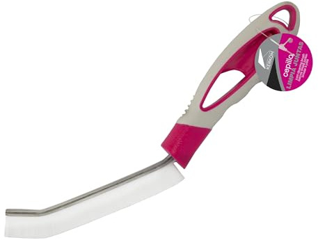 KERKOM Cepillo Limpia Juntas – Mango ergonómico bimateria – Cabezal Estrecho para Azulejos y rincones – Llega a Zonas difíciles – para baño y Cocina