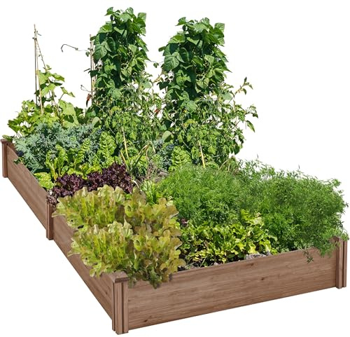 Yaheetech Wooden Elevated Raised Bed, 241.5 x 124.5 x 27cm, Dark Brown | Selected Solid Wood | Open-Bottom Natural Drainage | Upgraded Slotting for Flexible DIY | For Patio, Garden, Backyard