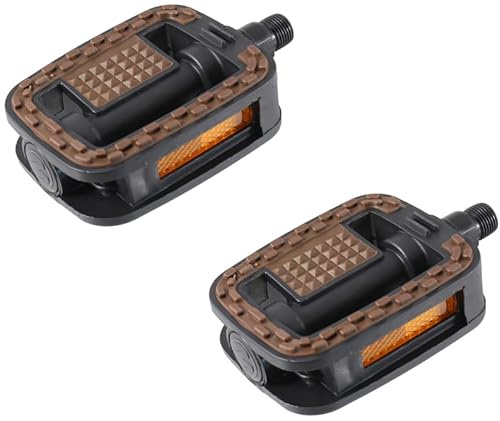 cyclingcolors Paire de pédale vélo Ville VTC 110x75mm Marron avec réflecteur Orange Confort et Anti Grip antidérapant