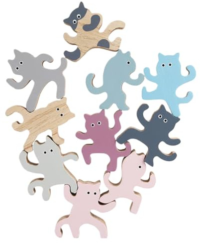 Husoiuy Buntes 10-teiliges Katzen-Balance-Bauset | Stapelspiel Für Mädchen Und Vorschulkinder | Ideal Zur Förderung Der Koordination - Perfekt Für Frühe Lernspiele