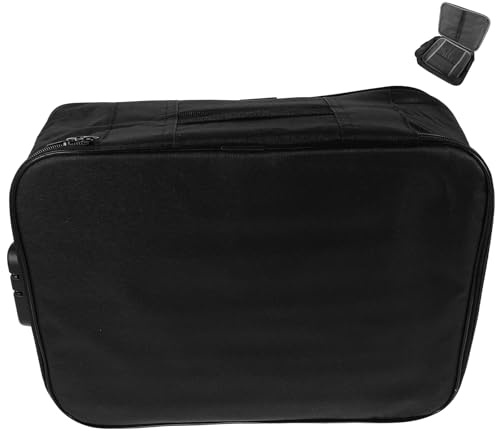 HAPINARY Boîte à Documents Verrouillable Multi-Couches Fermeture à Mot de Passe, Pochette Portable pour Stockage de Documents Administratifs et Effets Personnels Lors de Déplacements