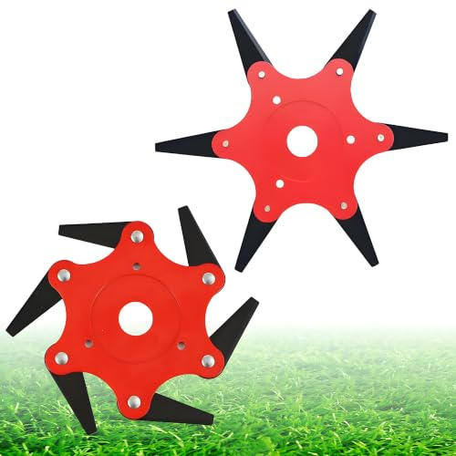 AGSYFFD Lot de 2 lames de tondeuse à gazon universelles en carbure de tungstène 22,9 cm 6 dents pour tondeuse à gazon, débroussailleuse et débroussailleuse