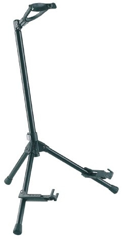 K&M 17685 Gitarrenständer Memphis 10 Schwarz - Höhe 55 - 112 cm - aus Stahl mit Sicherheitsverschluss, verstellbar