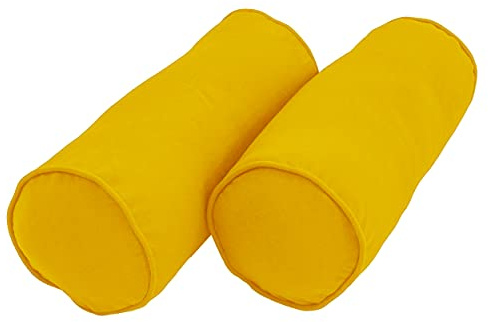 Blazing Needles Double-Corded Solid Twill Bolster Pillows with Inserts (Set of 2), 20 x 8, Sunset