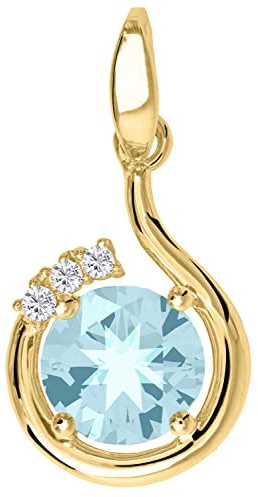 My Gold Anhänger Topas (Ohne Kette) Echtes Gelbgold 333 Gold (8 Karat) Edelstein Zirkonia Blautopas 20mm x 12mm Sala V0011606