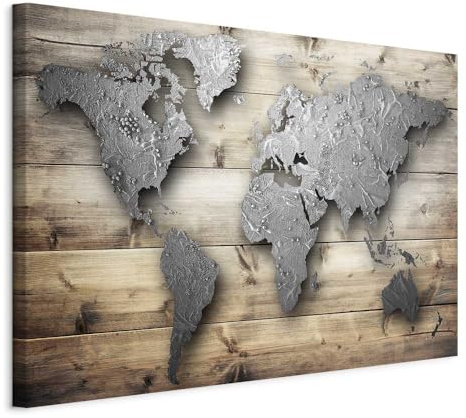 murando - Pinnwand Weltkarte Pinnwand 120x80, 120x80 cm, Wohnzimmer, Büro | Kombiniert Pinnwand und Wandbild, praktisch und dekorativ, ideal fürs Büro oder Wohnzimmer, inspirierend, langlebig, stilvoll