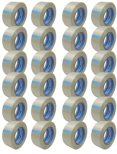 gws Filament-Klebeband, extra starkes Packband in Profi-Qualität, Gewebeband in Längsrichtung glasfaserverstärkt, Dicke: 120 μm (24 Rollen 50 mm, Längsverstärkt)