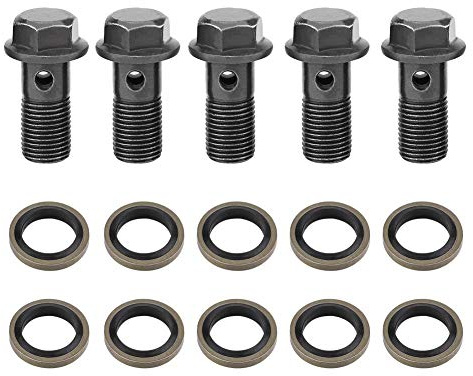 Brake Banjo Bolt, Motorrad-Bremsbolzen 5pcs Motorrad Banjo Bolzen & Unterlegscheiben für Bremssattel Hauptbremszylinder M10 x1.25 / M10 * 1.0mm(M10×1mm)