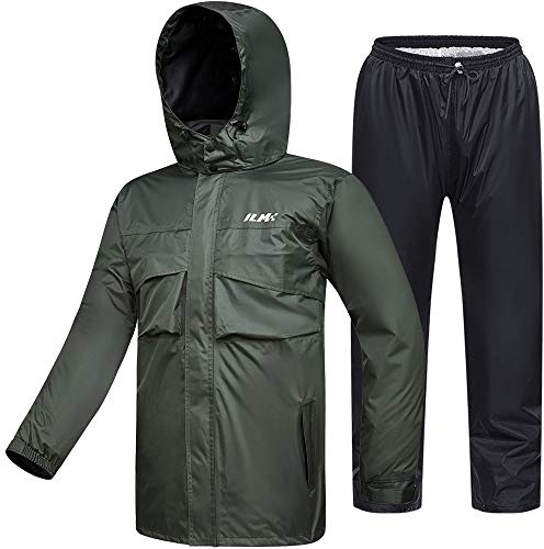ILM Combinaison Pluie Imperméable Moto Homme-Vêtements de pluie Résistante à l'usure, 6 Poches, Ensemble de 2 Pièces avec Veste et Pantalon