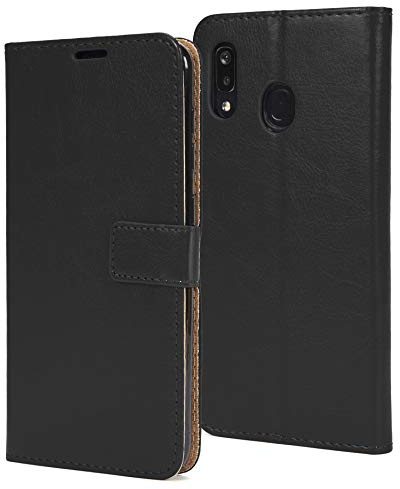 AMAZE!UK Samsung Galaxy A40 Case Cover Leather Flip Protective Wallet Style Book Magnetic Stand Samsung A40 Phone Case (Black)
