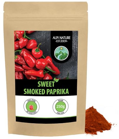 Alpi Nature Sweet Smoked Paprika Powder 250g 8.8 oz, Ground Red Peppers, Mild Smoked Paprika