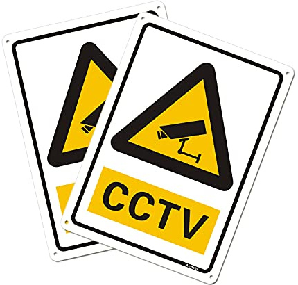 2 Stück Schild Achtung Videoüberwachung aus Alu, Grundstück Wird Videoüberwacht Schild, Warnzeichen Überwachungszeichen, 18 x 25 cm