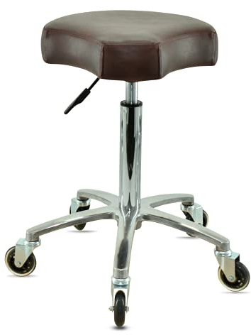 VAKON SALON - Ergonomischer Sitzhocker braun höhenverstellbar von 55 bis 75 cm Rollhocker - Drehhocker Arbeitshocker Praxishocke