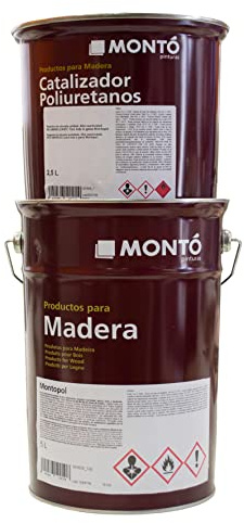 Barniz Poliuretano al Disolvente Tapaporos de Dos Componentes. Fácil Lijado y Poder de Relleno. Montopol Fondo Transparente 10 + Catalizador Montopol MS (1125ml (750ml + 375ml))