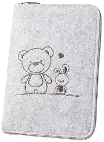 luxdag U-Heft Hülle mit Reißverschluss aus Filz (Farbe & Motiv wählbar) - Hülle für Kinderuntersuchungsheft & Impfpass - Organizer - Geschenk für werdende Mütter & Baby