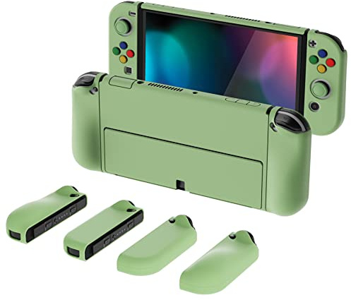PlayVital AlterGrips Hülle für Nintendo Switch OLED, Joy Con Case Hülle Schutzhülle Dockable Zubehör, Ergonomische Grip Joycon mit Schutzfolie&Joystick Kappen für Nintendo Switch OLED