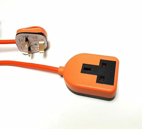 Mr Gadget Solutions®1 One Gang Socket Rubber Garden Extension Lead Power Tools DIY Orange 15m