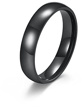 Freundschaftsringe Titan Carbon, Männer Ring Edelstahl 54 Schwarz 4MM Innen- und Außenbogen Schmuck Geschenk