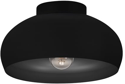 EGLO Deckenlampe Mogano 2, 1-flammige Deckenleuchte Industrial | Wohnzimmerlampe aus Metall in Schwarz, Flurlampe Decke, Deckenbeleuchtung mit E27 Fassung
