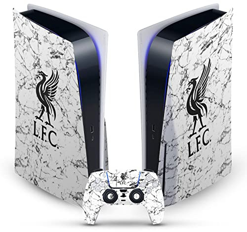 Head Case Designs Officially Licensed Liverpool Football Club Black Liver Bird Marble Art Vinyl Faceplate Gaming Skin Decal Compatible With Sony PlayStation 5 PS5 Disc Console & DualSense Controller