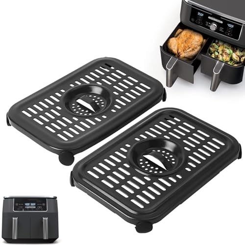 GXF Air Fryer Replacement Parts for Ninja Foodi AF300UK 6 in 1 7.6L DualZone Air Fryers, 2 PCS Food Grade Air Fryer Accessories Grill Pan Plate Crisper Plate Rack Tray, Dishwasher Safe
