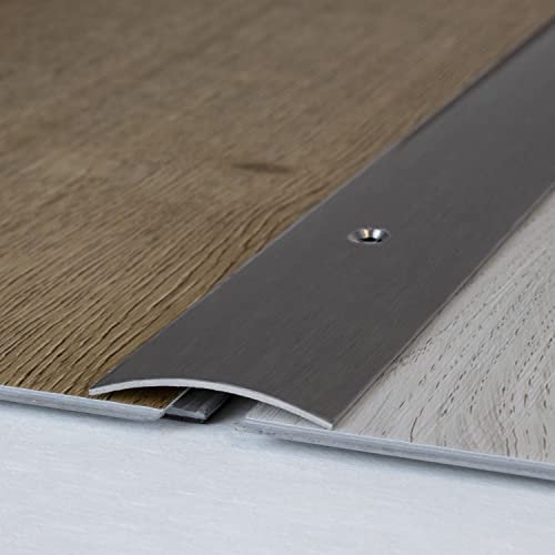 Profilo di transizione | acciaio inossidabile | acciaio inossidabile lucido | larghezza 37 mm | altezza 4 mm | lunghezza 1000 mm | forato lateralmente | guida di transizione | 1 pezzo