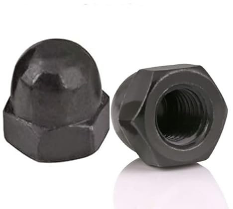 Hutmutter Sechskantkopfkappe Hutmutter Nickel/Schwarz Zink Dekorative Kuppelkopfabdeckung Halbkreis Hutmutter M3 M4 M5 M6 M8 M10 M12-M4 (10 Stück), Schwarz Zink