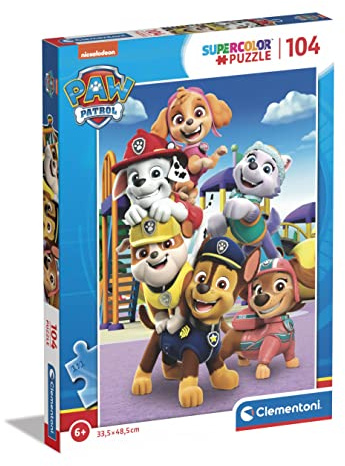 Clementoni - 27178 - Supercolor Puzzle - Paw Patrol - 104 Pezzi - Puzzle Bambini 6 Anni, Puzzle Cartoni Animati - Made In Italy
