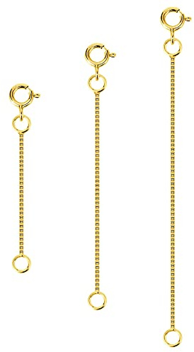 Gold/Silver Necklace Chain Extenders 3 Pcs 925 Sterling Silver Extender | ALEXCRAFT Gold/Silver Necklace Chain Extenders 3 Pcs 925 Sterling Silver Bracelet Necklace Extender Chains Extenders