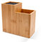 Presar Bambus Messerblock ohne Messer - Holz Messerhalter & Organizer für Küchenmesser, Besteck, Kochutensilien, mit 2 Fächern abnehmbaren Kunststoff-Borsteneinsatz, 21x22x11 cm, (PR-02)