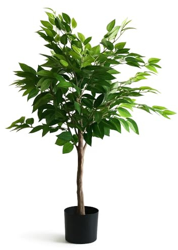 Valyria Home - Ficus Artificial 105 cm | Árbol Decorativo Realista con Apariencia de Tronco Natural | Planta Artificial Elegante para Hogar y Oficina