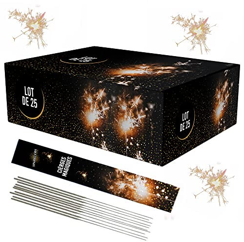 Cierge Magique XXL Géant Modèle 48/70cm, durée 130 Secondes - Lot de 25 - Accessoire de Décoration pour Gateaux Anniversaire Enfant & Adulte, Cierges Magiques étincelante - Catégorie F1